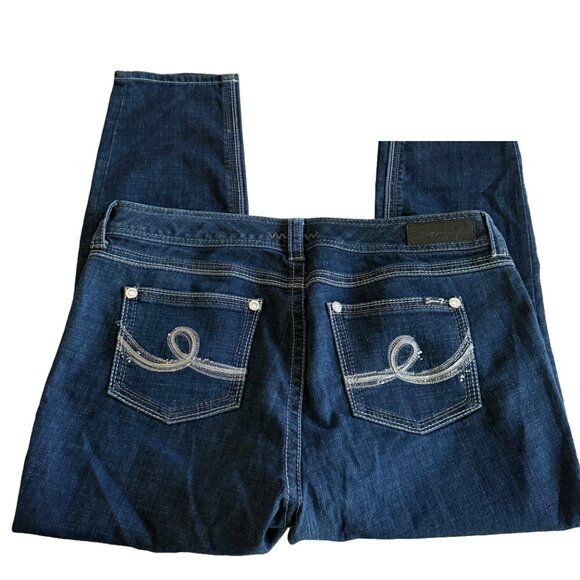 Seven7 Women's Sz 18 Dark Wash Silver Stitching and Diamond Button Jeans - Picture 4 of 9